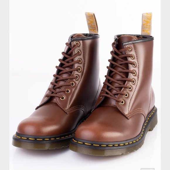 Dr. Martens - Vegan 1460 Brown Norfolk Brown Borg Fleece -Women Sz 10/Men Sz 9 - Picture 8 of 13